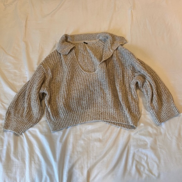 Free People Sweaters - Free People Cropped Elbow Sleeve Low Cut Sweater NWOT M